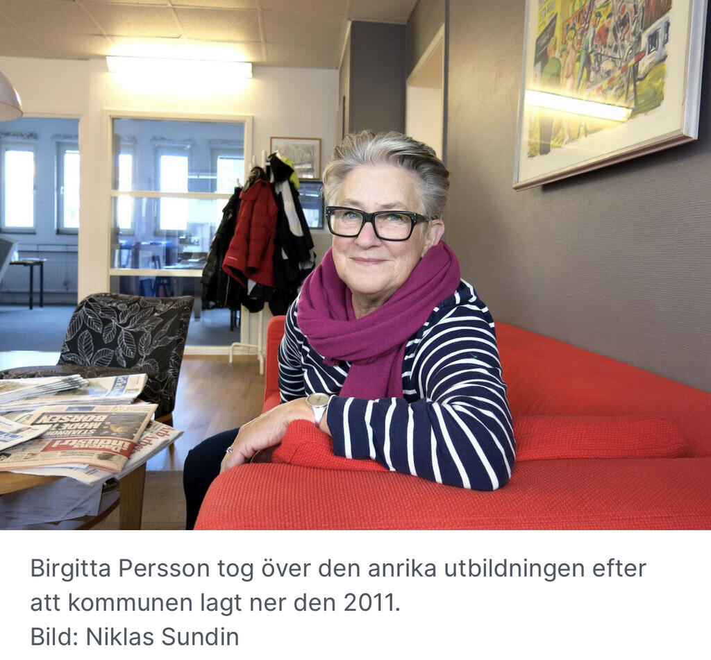 Birgitta Persson som tog över den anrika utbildningen efter att kommunen lagt ner den 2011